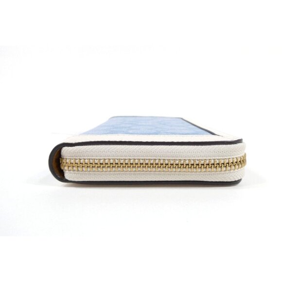 Coach Signature Light Washed Denim Chalk Accordion Zip Wallet NWT C5684 - Picture 4 of 10
